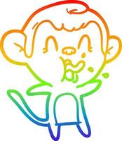 rainbow gradient line drawing crazy cartoon monkey vector