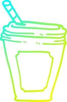 cold gradient line drawing cartoon coffee cup with straw vector