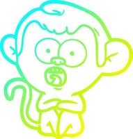 cold gradient line drawing cartoon shocked monkey vector