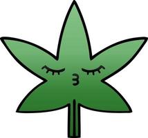 gradient shaded cartoon marijuana leaf vector