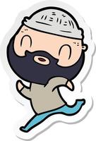 sticker of a cartoon bearded man vector