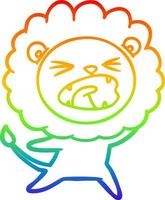 rainbow gradient line drawing cartoon lion vector