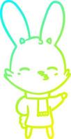 cold gradient line drawing curious bunny cartoon vector