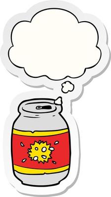 cartoon soda can and thought bubble as a printed sticker