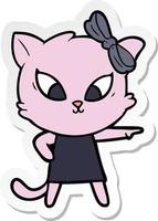 sticker of a cartoon cat vector