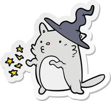 sticker of a cartoon cat wizard vector