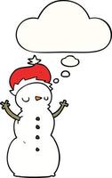 cartoon snowman and thought bubble vector