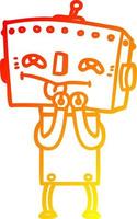 warm gradient line drawing cartoon robot vector