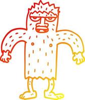 warm gradient line drawing cartoon yeti monster vector