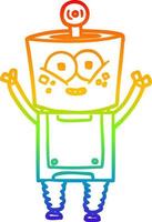 rainbow gradient line drawing happy cartoon robot waving hello vector