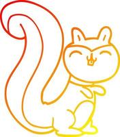 warm gradient line drawing cartoon happy squirrel vector