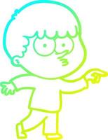 cold gradient line drawing cartoon curious boy vector