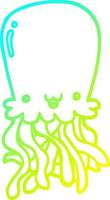 cold gradient line drawing cartoon octopus vector