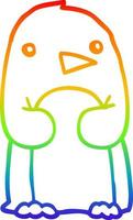 rainbow gradient line drawing cartoon penguin vector