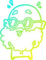 cold gradient line drawing cute surprised old man vector