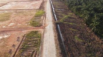 Aerial view countryside road of land clearing video