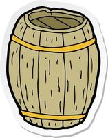 sticker of a cartoon wooden barrel vector