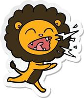 pegatina de un león corriendo de dibujos animados vector
