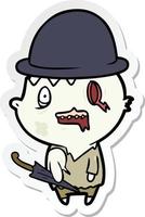 sticker of a cartoon business zombie vector