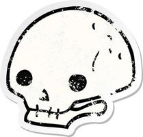 distressed sticker of a cartoon spooky skull vector