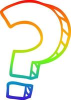 rainbow gradient line drawing cartoon question mark vector