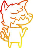 warm gradient line drawing friendly cartoon fox vector