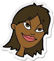 sticker of a cartoon happy woman vector