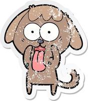 distressed sticker of a cute cartoon dog vector