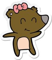 sticker of a female bear cartoon vector