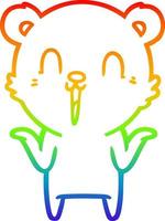 rainbow gradient line drawing happy cartoon polar bear with no worries vector