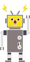 flat color retro cartoon broken robot vector