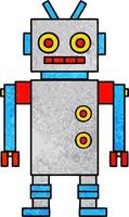 retro grunge texture cartoon dancing robot vector