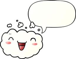 happy cartoon cloud and speech bubble in smooth gradient style vector