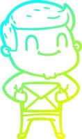frío gradiente línea dibujo dibujos animados amable hombre vector