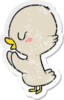 distressed sticker of a cartoon duckling vector