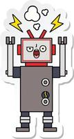 sticker of a cute cartoon broken robot vector