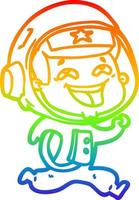 arco iris gradiente línea dibujo dibujos animados riendo astronauta vector