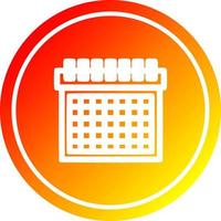 monthly calendar circular in hot gradient spectrum vector