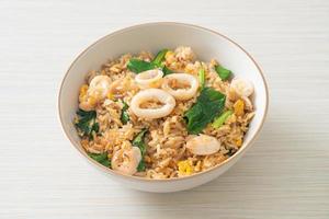 Fried rice with squid or octopus photo