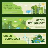 plantilla de banner de tecnología verde vector