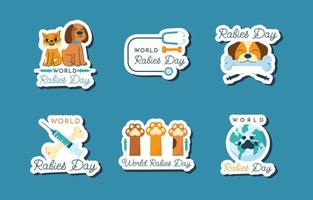 World Rabies Day Sticker Collection vector