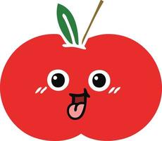 flat color retro cartoon red apple vector