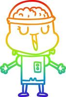 rainbow gradient line drawing happy cartoon robot vector