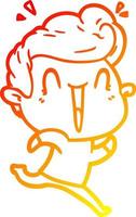 warm gradient line drawing cartoon excited man vector