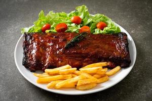 grilled and barbecue ribs pork photo