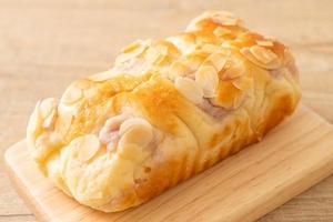 taro toast bread on wood board photo