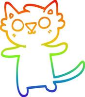 rainbow gradient line drawing cartoon cat vector