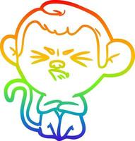 rainbow gradient line drawing cartoon annoyed monkey vector