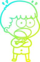 cold gradient line drawing cartoon shocked man vector