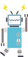 flat color retro cartoon robot vector